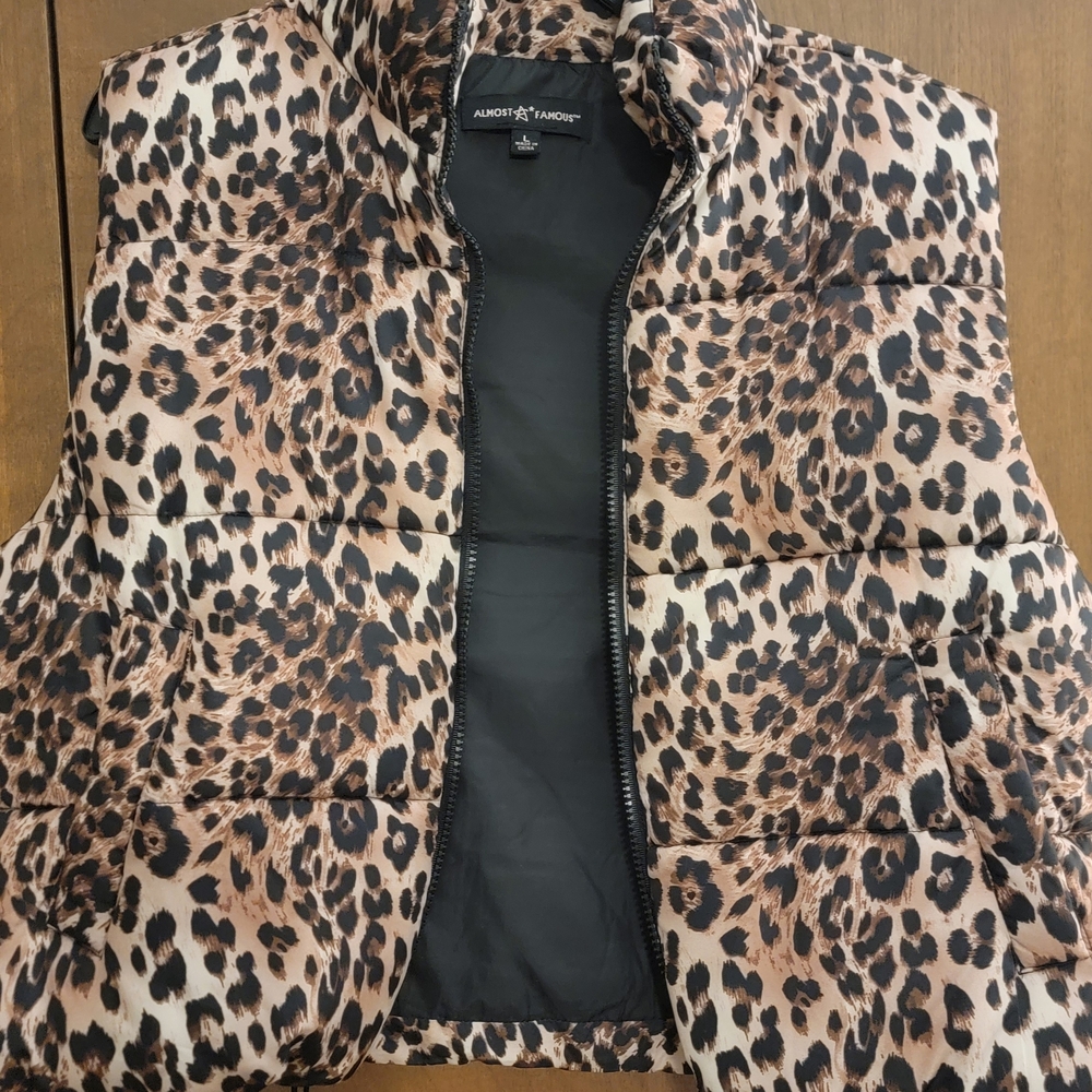Almost Famous Leopard Print Puffer Vest